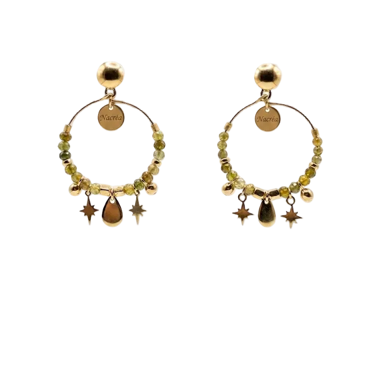Boucles d’oreille grenat vert