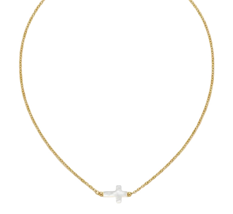 Collier croix nacré