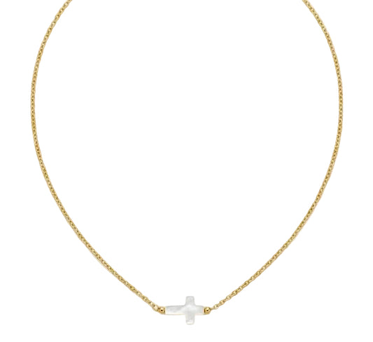 Collier croix nacré