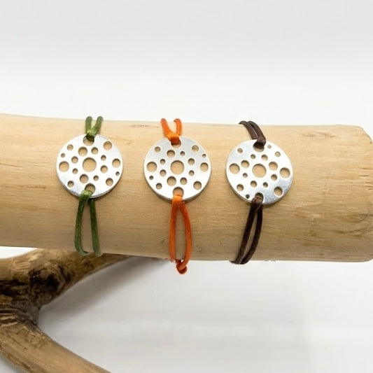 Bracelet cordon médaille ronde Homme